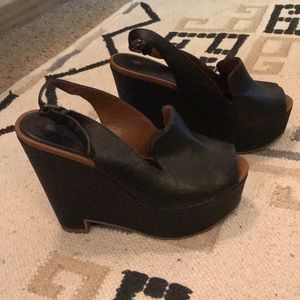 Leather Platform Sling back shoe